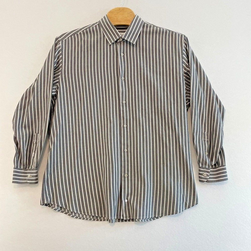 Robert Graham Mens Button Down Shirt 48 19 Tall 100 Cotton Stripe - Picture 2 of 8